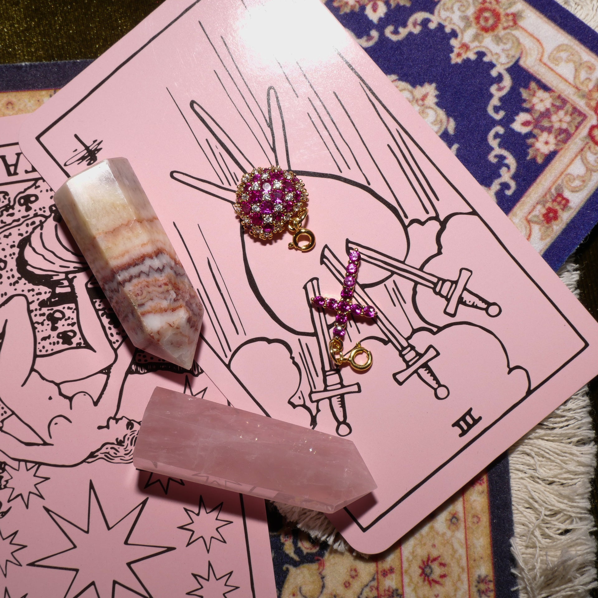 Grace Pink CZ Cross Mini Charm