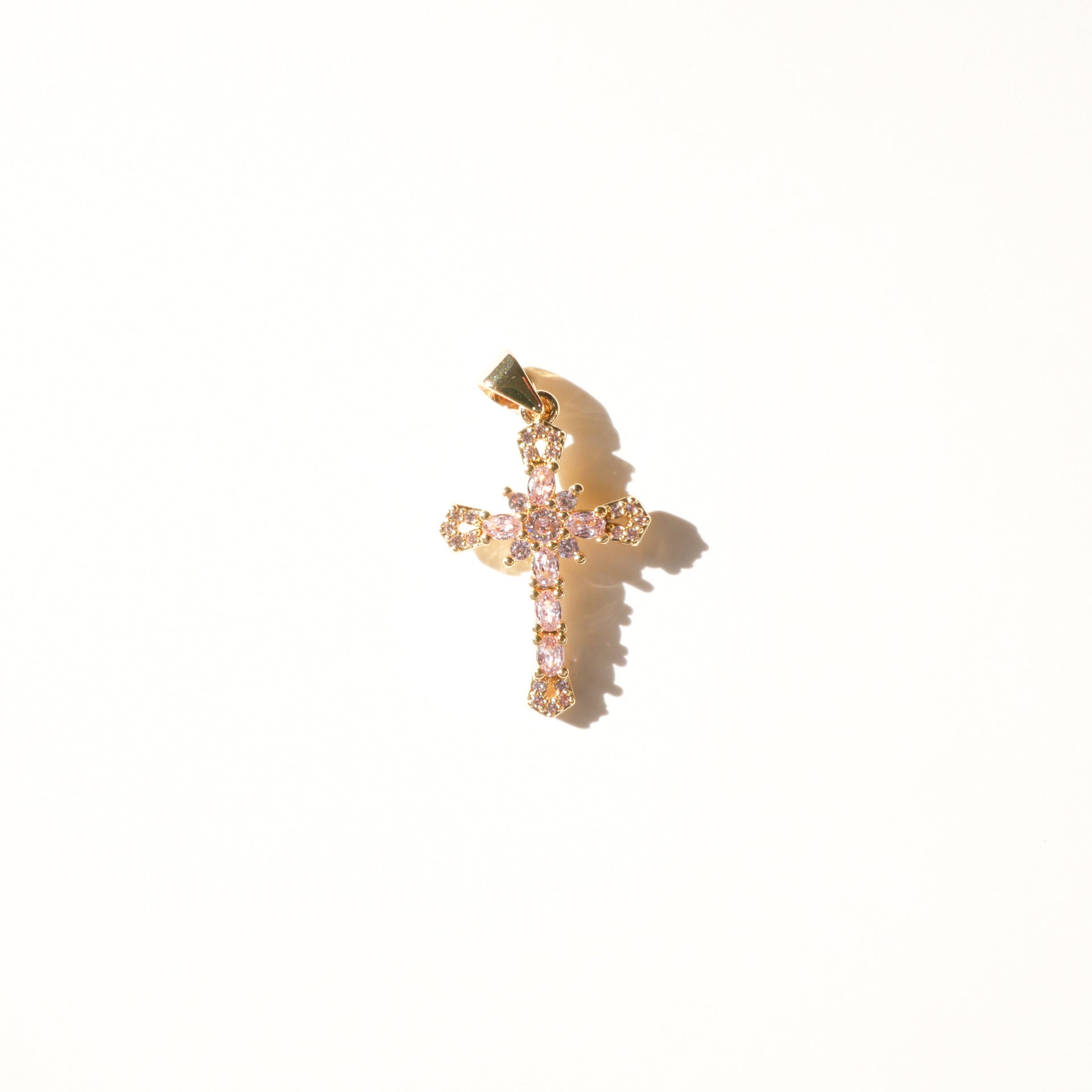 Sapphira Pink CZ Cross Charm