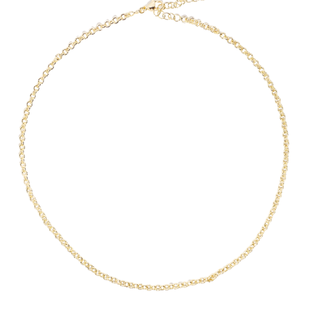 Gold-plated Textured Thin Rolo Necklace Chain